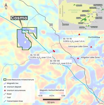 Cosa Resources Acquires the Cosmo Uranium Property, Athabasca Basin, Saskatchewan: https://www.irw-press.at/prcom/images/messages/2024/73661/COSA_21022024_ENPRcom.002.jpeg