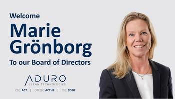 Aduro Clean Technologies ernennt Marie Grönborg zum Mitglied des Verwaltungsrats: https://ml.globenewswire.com/Resource/Download/720d6d3e-87ad-4c66-a6de-9536ec932668