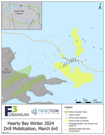 Traction and F3 Mobilize Drill to Hearty Bay to Test New Targets at Head of Uranium Boulder Field: https://www.irw-press.at/prcom/images/messages/2024/73864/TractionUranium_070324_PRCOM.001.jpeg