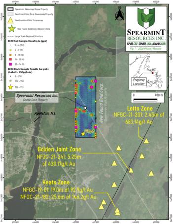 Spearmint Receives Drill Permit for Maiden Drill Program on the ‘Goose Gold Project’ in Newfoundland Directly Bordering New Found Gold Corp.: https://www.irw-press.at/prcom/images/messages/2022/66407/SPMT_062422_ENPRcom.001.png