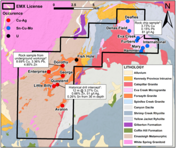 EMX gewährt Lumira Energy Ltd. Option auf sein Projekt Copperhole Creek mit mehreren Metallen in Australien: https://www.irw-press.at/prcom/images/messages/2023/71946/EMX_091323_DEPRcom.002.png