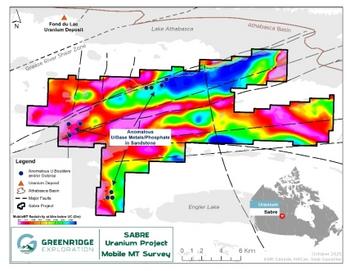 Greenridge Exploration Receives Airborne MobileMT Survey Results for the Sabre Uranium Project in Athabasca Basin, Saskatchewan: https://www.irw-press.at/prcom/images/messages/2025/81547/GreenridgeExploration_271025_PRCOM.001.jpeg