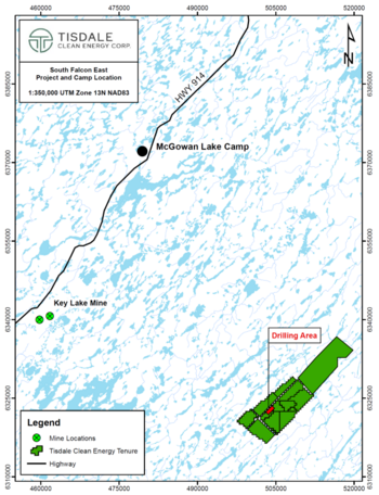 Tisdale Clean Energy Mobilizes Crew and Equipment for Phase One Drill Program at South Falcon East Uranium Project, Athabasca Basin, Saskatchewan: https://www.irw-press.at/prcom/images/messages/2024/73643/TCEC(2024-02-20)_EN_PRcom.003.png