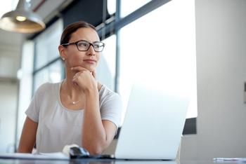 My Portfolio Is Down, but I'm Less Worried for This Reason: https://g.foolcdn.com/editorial/images/687589/woman-at-laptop-confident_gettyimages-607271676.jpg