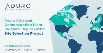 Aduro Clean Technologies treibt Demonstrationsanlagenprogramm voran und beginnt mit globalem Standortauswahlprojekt: https://ml.globenewswire.com/Resource/Download/d3ee1f56-38f4-4330-95e4-44a9ef5c6795/image1.jpeg