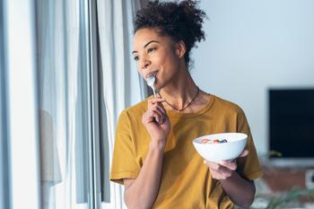 Why General Mills Stock Was Falling Today: https://g.foolcdn.com/editorial/images/713690/woman-eating-cereal.jpg