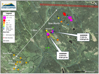 Star Copper leitet erste Bohrungen auf dem Ziel Star North ein: https://www.irw-press.at/prcom/images/messages/2025/81668/03-04-11STCU_NR_StarNorthDrillingV3_DE_PRcom.002.png