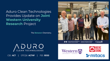 Aduro Clean Technologies präsentiert Neuigkeiten zum gemeinsamen Forschungsprojekt mit der Western University: https://ml.globenewswire.com/Resource/Download/6f61333a-9286-4855-a268-d7168f8729ce/image001.png