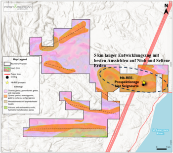 First American Uranium entdeckt während einer Standortbegehung einen neuen Pegmatitaufschluss und bestätigt im Projekt Seigneurie in Quebec prospektive Nb-REE-Entwicklungszüge auf 27 km Länge: https://www.irw-press.at/prcom/images/messages/2025/81586/FirstAmerican_291025_de_PRcom.002.png