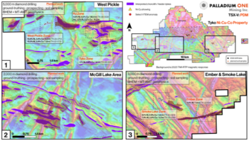 Palladium One Identifies Additional Chonolith / Feeder Dyke Structures, Field Season Initiated on the Tyko Nickel Project, Canada : https://www.irw-press.at/prcom/images/messages/2023/70562/2023-05-16TykoMagsurvey_EN_PRcom.002.png