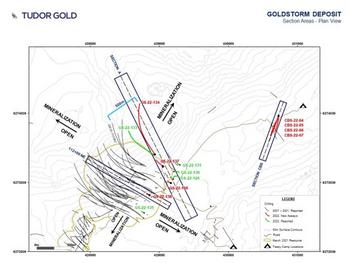 Tudor Gold Intersects 20.86 g/t AuEQ over 4.5 Meters Within 25.5 Meters of 9.96 g/t AuEQ with a 500 Meter Northeast Step-Out Hole GS-22-134 at the Goldstorm Deposit, Treaty Creek Property, Northern British Columbia: https://www.irw-press.at/prcom/images/messages/2022/66750/Tudor_190722_ENPRcom.001.jpeg