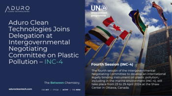 Aduro Clean Technologies schließt sich der Delegation im Intergovernmental Negotiating Committee on Plastic Pollution (Zwischenstaatlicher Verhandlungsausschuss zur Kunststoffverschmutzung) (INC-4) an: https://ml.globenewswire.com/Resource/Download/b71704ac-a432-4218-b8e6-63fbab101aa2/image1.png
