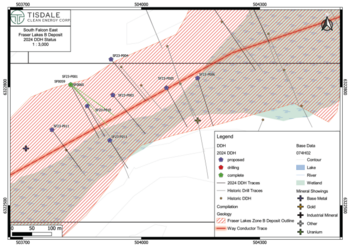 Tisdale Clean Energy Completes First Two Drill Holes at the South Falcon East Uranium Project, Athabasca Basin, Saskatchewan: https://www.irw-press.at/prcom/images/messages/2024/74101/TCEC_(2024-04-01)-SouthFalcon_Drill_Update_PRocm.003.png