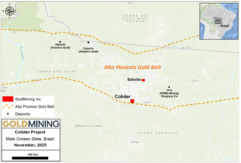 GoldMining Expands Portfolio of Active Exploration Assets in Brazil, New ‘Colíder’ Exploration Concession Granted in Mato Grosso State: https://www.irw-press.at/prcom/images/messages/2025/81792/121125_EN_GOLD_PRcom.001.png