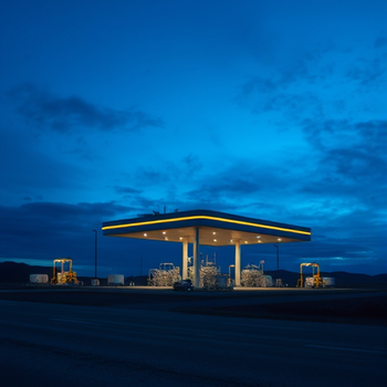 Investitionseinsicht: Real Income und andere Aktien unter der LupePhoto, wide shot, wide-angle lens,  Gas company, Blue hour, twilight, cool, ISO1200, slow shutter speed, photo by Sebastião Salgado: https://img.theapi.app/temp/01083d82-021d-4573-8c40-0e836a0771d6.png