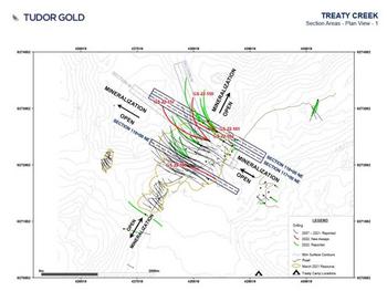 TUDOR GOLD durchschneidet starke Gold-Kupfer Porphyr Mineralisierung mit 1,71 g/t Gold Eq über 180,0 Meter innerhalb eines Intervalls von 489,0 Meter mit 1,12 g/t Gold Eq innerhalb des Step-Out-Gebiets, das sich außerhalb der Goldstorm Lagerstätte be: https://www.irw-press.at/prcom/images/messages/2022/68362/Tudor_231122_DEPRcom.001.jpeg