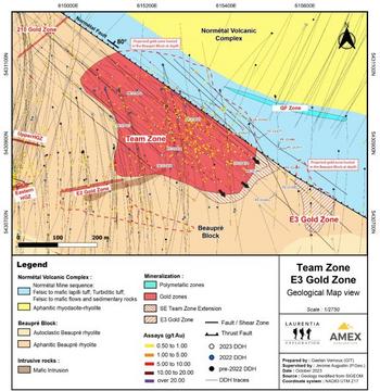 Amex Intersects 29.00 g/t Au over 3.50 m in New Western Extension of Gratien Gold Zone, Reports on Definition and Expansion of Team and E3 Gold Zones: https://www.irw-press.at/prcom/images/messages/2024/73642/AmexPR24-02-20_en_PRcom.006.jpeg