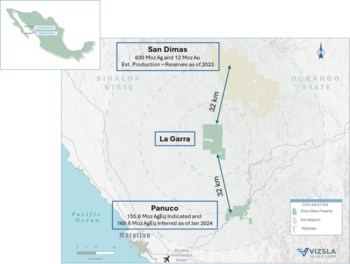 Vizsla Silver vereinbart den Erwerb eines neu konsolidierten, ehemals produzierenden Silberdistrikts im aufstrebenden silber-goldreichen Panuco-San Dimas-Korridor in Mexiko: https://www.irw-press.at/prcom/images/messages/2024/74092/28032024_DE_VZLA.001.png