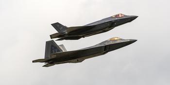 These Two Defense Titans Will Battle to Build the Nation's Next Fighter Jet: https://g.foolcdn.com/editorial/images/741691/lmt-f-22-raptor-and-f-35-lightning-ii-flew-together-at-2016-in-the-uk-source-lmt.jpg