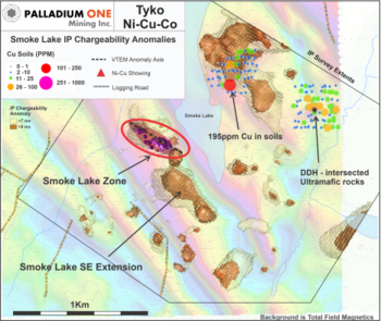 Palladium One meldet IP-Ergebnisse und Aufnahme der Bohrungen im Nickel-Kupfer-Kobalt-Projekt Tyko in Kanada: https://www.irw-press.at/prcom/images/messages/2022/66193/PalladiumOne_20220609_DEPRcom.003.png
