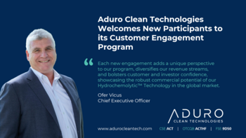 Aduro Clean Technologies begrüßt neue Mitglieder im Customer Engagement Program: https://ml.globenewswire.com/Resource/Download/4216244b-6fd0-4959-a903-467c5d7b6a31