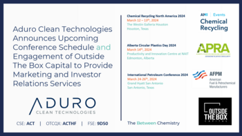 Aduro Clean Technologies kündigt Konferenzteilnahmen und Beauftragung von Outside The Box Capital als Marketing- und Investor-Relations-Dienstleister an: https://ml.globenewswire.com/Resource/Download/a013b377-5eb7-4562-a4e4-cf22d7dcf4d2/image1.png