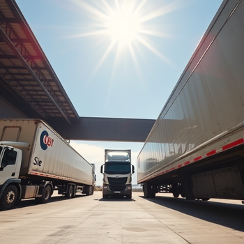 Nestlé und OMP präsentieren Ansatz für eine zukunftssichere Lieferkette auf dem Gartner Supply Chain Symposium/Xpo in BarcelonaPhoto, wide shot, wide-angle lens,  Logistics company, Midday, harsh overhead sunlight, directional sunlightt, photo by Thomas Heaton: https://img.midjourneyapi.xyz/temp/a16a79c7-f73c-405d-ba63-e8d69b66ce4e.png