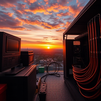 Blackstone Stock: Strategic Expansion into Healthcare IT ServicesPhoto, wide shot, wide-angle lens,  Computer hardware manufacturer, sunset photo at golden hour, photo by Art Wolfe: https://img.midjourneyapi.xyz/temp/8b396c5d-cf01-4937-89c4-91ad2f28f1ee.png
