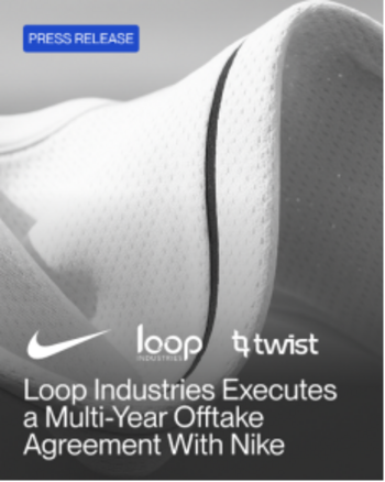 Loop Industries schließt mehrjährigen Abnahmevertrag mit Nike, dem weltweit führenden Anbieter von Sportschuhen und Sportbekleidung: https://www.irw-press.at/prcom/images/messages/2025/81746/LoopIndustries1092329_DE_PRCOM.001.png