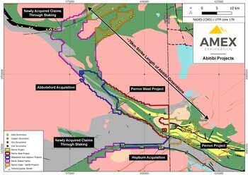Amex More than Doubles Land Position to Control 500 km2 in the Abitibi Region: https://www.irw-press.at/prcom/images/messages/2025/82015/AMEX_120125_ENPRcom.001.jpeg