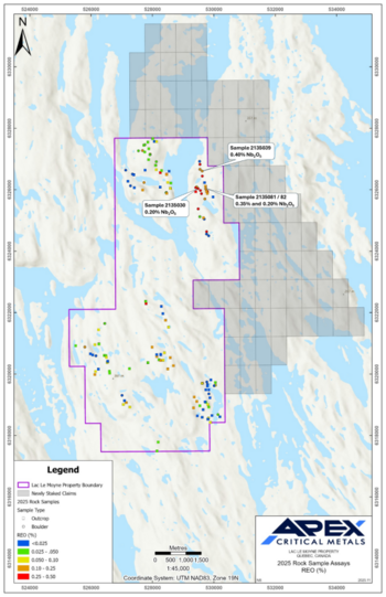Apex entdeckt mineralisierten Karbonatit auf seinem Projekt Lac Le Moyne, Québec: https://www.irw-press.at/prcom/images/messages/2025/82194/Apex_151225_DEPRCOM.001.png