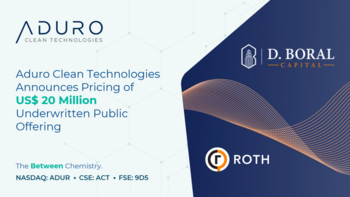 Aduro Clean Technologies gibt Preisgestaltung für öffentliches Emissionsangebot in Höhe von 20 Millionen US-Dollar bekannt: https://ml.globenewswire.com/Resource/Download/0b9de3c6-1ea6-4079-a530-c089c09e81dd/image1.png