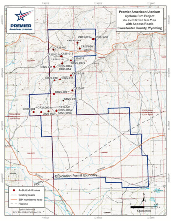 Premier American Uranium meldet starke Endergebnisse seines Bohrprogramms 2025 im Cyclone-ISR-Projekt in Wyoming: https://www.irw-press.at/prcom/images/messages/2026/82502/PUR_140126_DEPRcom.001.png