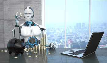 Better Stablecoin Buy: USD Coin vs. PayPal USD: https://g.foolcdn.com/editorial/images/852676/robot-with-laptop-counting-coins-by-a-window-with-skyscraper-view.jpg
