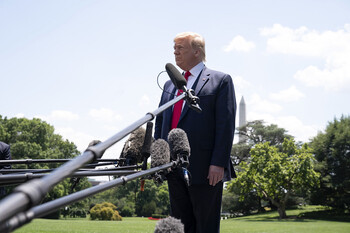 President Donald Trump Is Cheering and Potentially Hinting at a Weak U.S. Dollar. 3 Stocks and ETFs to Buy.: https://g.foolcdn.com/editorial/images/853408/trump-official-wh-photo-by-joyce-n-boghosian.jpg