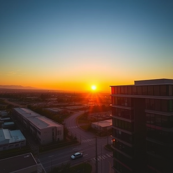 Bankaktien trotzen dem Markttumult: Eine Analyse der aktuellen ChancenPhoto, wide shot, wide-angle lens,  Private equity firm, sunset photo at golden hour, photo by Thomas Heaton: https://img.theapi.app/temp/6a5872d8-cc25-46f8-b436-bf3db1953908.png