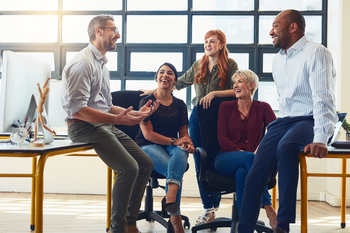 This Super Software Stock Is the Cheapest It Has Ever Been. Time to Swoop in and Buy?: https://g.foolcdn.com/editorial/images/855377/a-team-of-five-employees-laughing-while-talking-in-the-office.jpg